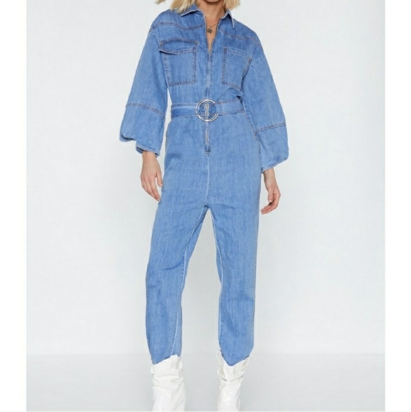 NastyGal denim jumpsuit - Picture 2 of 4